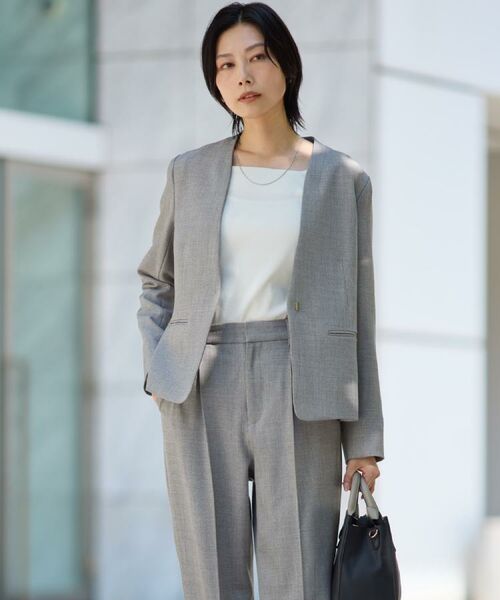 THE SHOP TK / ザ ショップ ティーケー ノーカラージャケット | ビジネスノーカラージャケット【セットアップ可/洗える】/CAVIANシリーズ | 詳細2