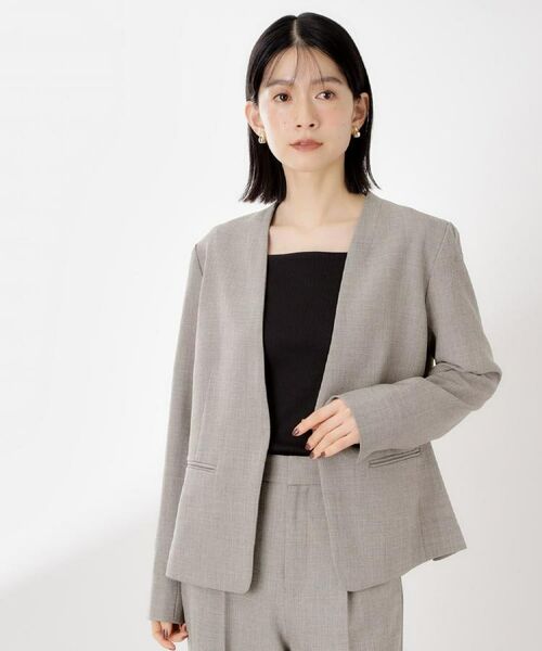 THE SHOP TK / ザ ショップ ティーケー ノーカラージャケット | ビジネスノーカラージャケット【セットアップ可/洗える】/CAVIANシリーズ | 詳細4