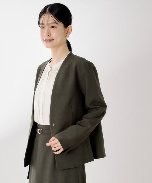 THE SHOP TK / ザ ショップ ティーケー ノーカラージャケット | ビジネスノーカラージャケット【セットアップ可/洗える】/CAVIANシリーズ | 詳細9