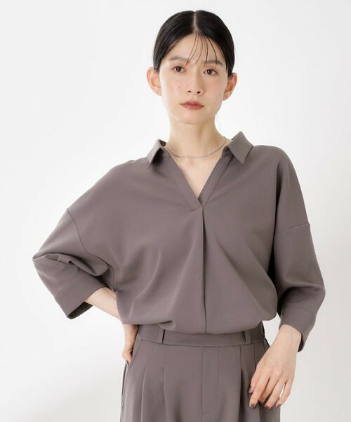 THE SHOP TK / ザ ショップ ティーケー セットアップ | 【着るだけでコーディネートが決まる】スキッパーブラウス&パンツセット | 詳細17