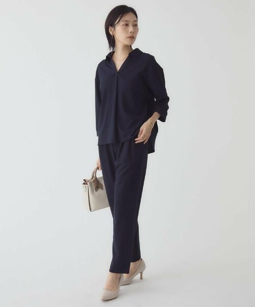 THE SHOP TK / ザ ショップ ティーケー セットアップ | 【着るだけでコーディネートが決まる】スキッパーブラウス&パンツセット | 詳細5