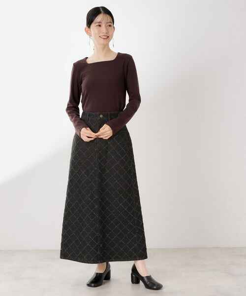 THE SHOP TK / ザ ショップ ティーケー デニムスカート | ジャカードデニムロングスカート【洗濯機OK】 | 詳細2