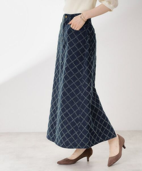 THE SHOP TK / ザ ショップ ティーケー デニムスカート | ジャカードデニムロングスカート【洗濯機OK】 | 詳細4