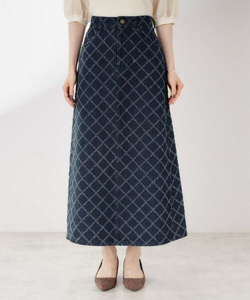 THE SHOP TK / ザ ショップ ティーケー デニムスカート | ジャカードデニムロングスカート【洗濯機OK】 | 詳細8