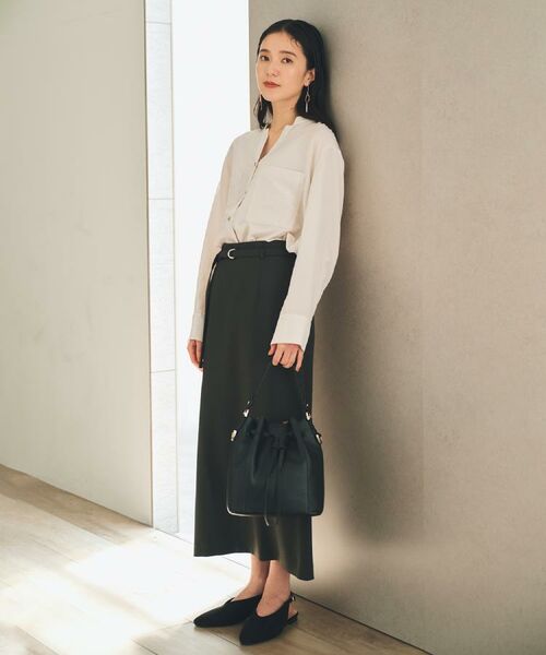 THE SHOP TK / ザ ショップ ティーケー ロング・マキシ丈スカート | ベルト付ナロースカート【セットアップ可】/CAVIANシリーズ | 詳細2