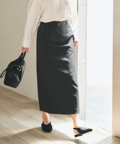 THE SHOP TK / ザ ショップ ティーケー ロング・マキシ丈スカート | ベルト付ナロースカート【セットアップ可】/CAVIANシリーズ | 詳細3