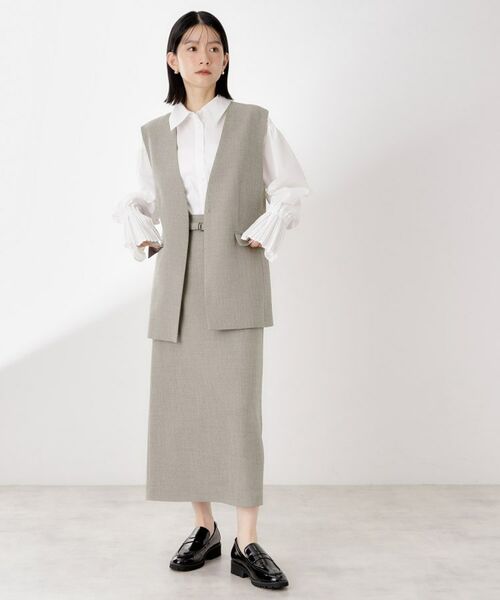 THE SHOP TK / ザ ショップ ティーケー ロング・マキシ丈スカート | ベルト付ナロースカート【セットアップ可】/CAVIANシリーズ | 詳細8