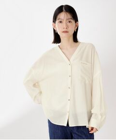 THE SHOP TK / ザ ショップ ティーケー シャツ・ブラウス | 刺繍ポケットオーバーシャツ【体型カバー/洗濯機OK】