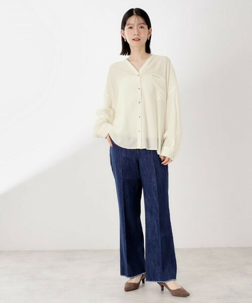 THE SHOP TK / ザ ショップ ティーケー シャツ・ブラウス | 刺繍ポケットオーバーシャツ【体型カバー/洗濯機OK】 | 詳細3