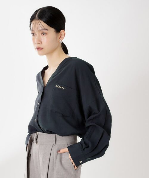 THE SHOP TK / ザ ショップ ティーケー シャツ・ブラウス | 刺繍ポケットオーバーシャツ【体型カバー/洗濯機OK】 | 詳細5