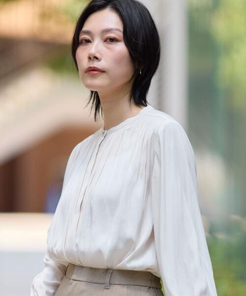 THE SHOP TK / ザ ショップ ティーケー シャツ・ブラウス | ヴィンテージサテンギャザーシャツ | 詳細1