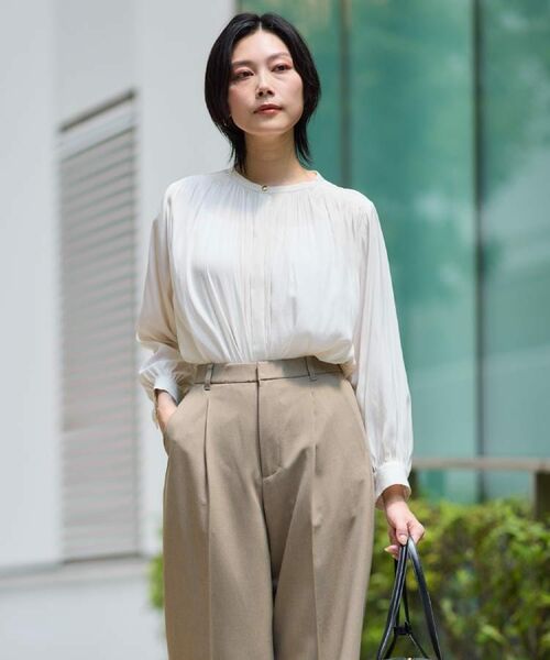 THE SHOP TK / ザ ショップ ティーケー シャツ・ブラウス | ヴィンテージサテンギャザーシャツ | 詳細2