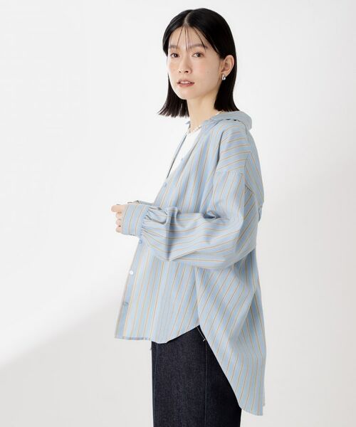 THE SHOP TK / ザ ショップ ティーケー シャツ・ブラウス | 【後ろ姿もサマになる】ストライプ バックシャーリングシャツ/体型カバー/洗える | 詳細15