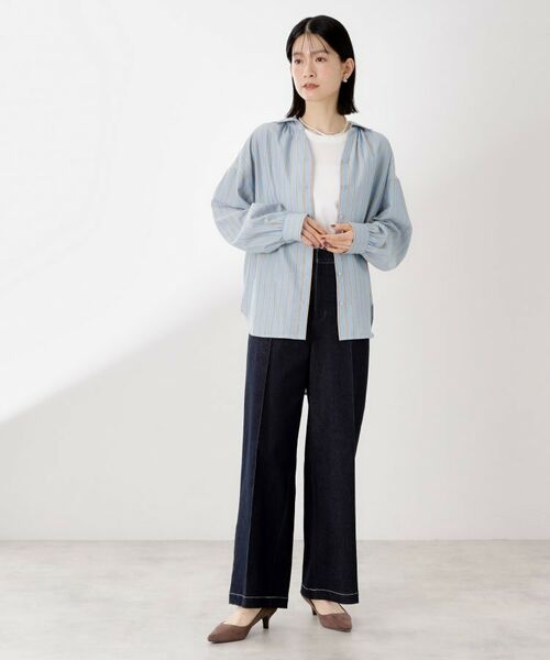 THE SHOP TK / ザ ショップ ティーケー シャツ・ブラウス | 【後ろ姿もサマになる】ストライプ バックシャーリングシャツ/体型カバー/洗える | 詳細17