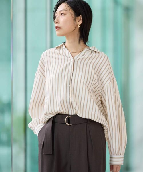 THE SHOP TK / ザ ショップ ティーケー シャツ・ブラウス | 【後ろ姿もサマになる】ストライプ バックシャーリングシャツ/体型カバー/洗える | 詳細3