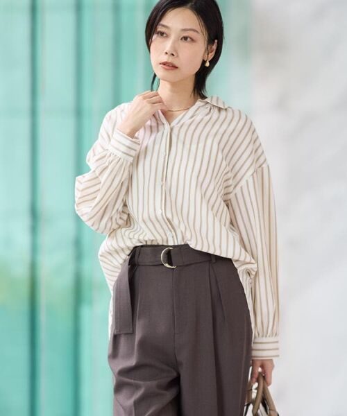 THE SHOP TK / ザ ショップ ティーケー シャツ・ブラウス | 【後ろ姿もサマになる】ストライプ バックシャーリングシャツ/体型カバー/洗える | 詳細4