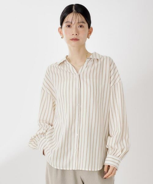 THE SHOP TK / ザ ショップ ティーケー シャツ・ブラウス | 【後ろ姿もサマになる】ストライプ バックシャーリングシャツ/体型カバー/洗える | 詳細5