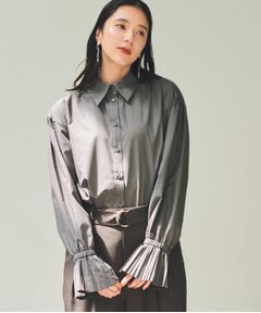THE SHOP TK / ザ ショップ ティーケー シャツ・ブラウス | 袖プリーツ&バックシャーリングシャツ【体型カバー/洗える】