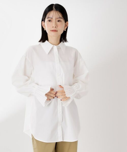 THE SHOP TK/ザ ショップ ティーケー 袖プリーツ&バックシャーリングシャツ【体型カバー/洗える】 オフホワイト(003) 12(M) THE SHOP TK/ザ ショップ ティーケー 袖プリーツ&バックシャーリングシャツ【体型カバー/洗える】 オフホワイト(003) 12(M)
