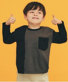 THE SHOP TK / ザ ショップ ティーケー Tシャツ | 【110-160/洗濯機OK】切り替え長袖Tシャツ