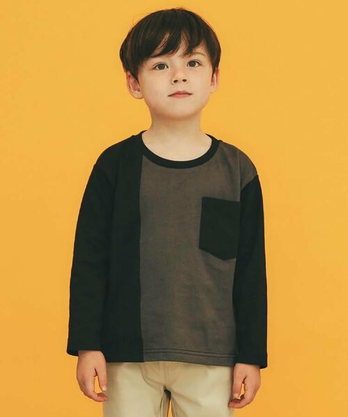 THE SHOP TK / ザ ショップ ティーケー Tシャツ | 【110-160/洗濯機OK】切り替え長袖Tシャツ | 詳細1