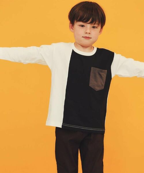 THE SHOP TK / ザ ショップ ティーケー Tシャツ | 【110-160/洗濯機OK】切り替え長袖Tシャツ | 詳細7