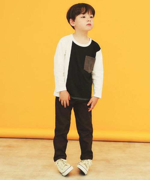 THE SHOP TK / ザ ショップ ティーケー Tシャツ | 【110-160/洗濯機OK】切り替え長袖Tシャツ | 詳細8