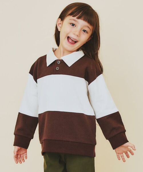 THE SHOP TK / ザ ショップ ティーケー カットソー | 【110-160】バイカラーラガー裏毛プルオーバー | 詳細1