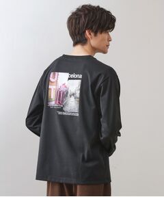 THE SHOP TK / ザ ショップ ティーケー Tシャツ | フォトグラフプリント長袖Tシャツ【洗濯機OK】