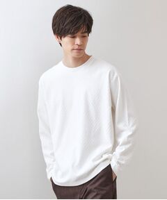 THE SHOP TK / ザ ショップ ティーケー カットソー | リンクスジャカード長袖Tシャツ【サスティナブル素材使用/洗濯機OK】