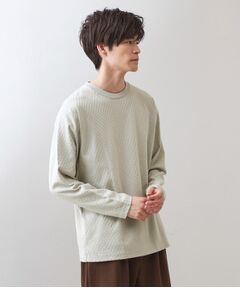 THE SHOP TK / ザ ショップ ティーケー カットソー | リンクスジャカード長袖Tシャツ【サスティナブル素材使用/洗濯機OK】