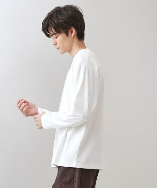 THE SHOP TK / ザ ショップ ティーケー カットソー | リンクスジャカード長袖Tシャツ【サスティナブル素材使用/洗濯機OK】 | 詳細1