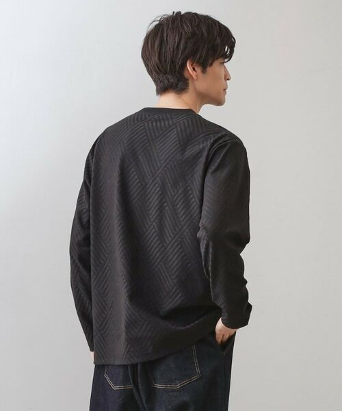 THE SHOP TK / ザ ショップ ティーケー カットソー | リンクスジャカード長袖Tシャツ【サスティナブル素材使用/洗濯機OK】 | 詳細10