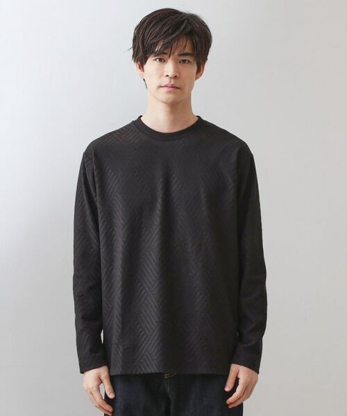 THE SHOP TK / ザ ショップ ティーケー カットソー | リンクスジャカード長袖Tシャツ【サスティナブル素材使用/洗濯機OK】 | 詳細13