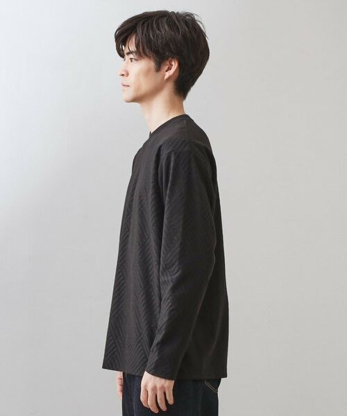 THE SHOP TK / ザ ショップ ティーケー カットソー | リンクスジャカード長袖Tシャツ【サスティナブル素材使用/洗濯機OK】 | 詳細14