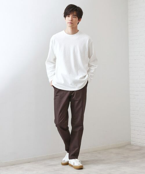 THE SHOP TK / ザ ショップ ティーケー カットソー | リンクスジャカード長袖Tシャツ【サスティナブル素材使用/洗濯機OK】 | 詳細3