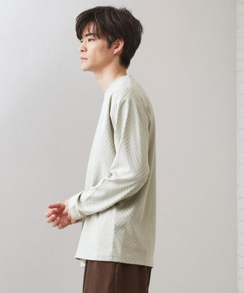 THE SHOP TK / ザ ショップ ティーケー カットソー | リンクスジャカード長袖Tシャツ【サスティナブル素材使用/洗濯機OK】 | 詳細5