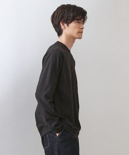 THE SHOP TK / ザ ショップ ティーケー カットソー | リンクスジャカード長袖Tシャツ【サスティナブル素材使用/洗濯機OK】 | 詳細9