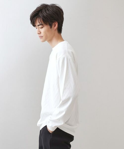 THE SHOP TK / ザ ショップ ティーケー カットソー | リンクスジオメトリック長袖Tシャツ【サスティナブル素材使用/洗濯機OK】 | 詳細1