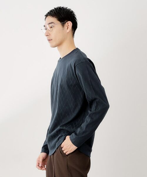 THE SHOP TK / ザ ショップ ティーケー カットソー | リンクスジオメトリック長袖Tシャツ【サスティナブル素材使用/洗濯機OK】 | 詳細9