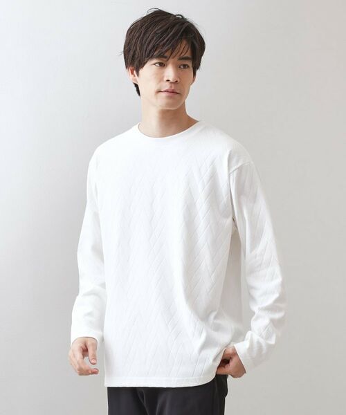 THE SHOP TK/ザ ショップ ティーケー リンクスジオメトリック長袖Tシャツ【サスティナブル素材使用/洗濯機OK】 オフホワイト(003) 04(LL) THE SHOP TK/ザ ショップ ティーケー リンクスジオメトリック長袖Tシャツ【サスティナブル素材使用/洗濯機OK】 オフホワイト(003) 04(LL)