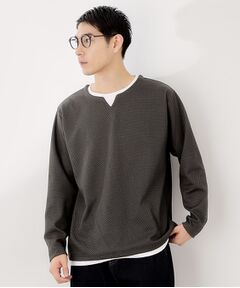 THE SHOP TK / ザ ショップ ティーケー カットソー | 【一枚でコーディネートが完成！】レイヤード風キーネック長袖Tシャツ 洗濯機OK