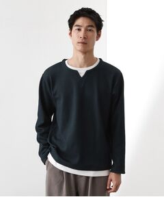 THE SHOP TK / ザ ショップ ティーケー カットソー | 【一枚でコーディネートが完成！】レイヤード風キーネック長袖Tシャツ 洗濯機OK