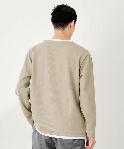 THE SHOP TK / ザ ショップ ティーケー カットソー | 【一枚でコーディネートが完成！】レイヤード風キーネック長袖Tシャツ 洗濯機OK | 詳細10