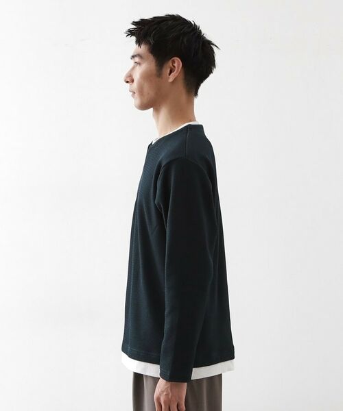 THE SHOP TK / ザ ショップ ティーケー カットソー | 【一枚でコーディネートが完成！】レイヤード風キーネック長袖Tシャツ 洗濯機OK | 詳細18