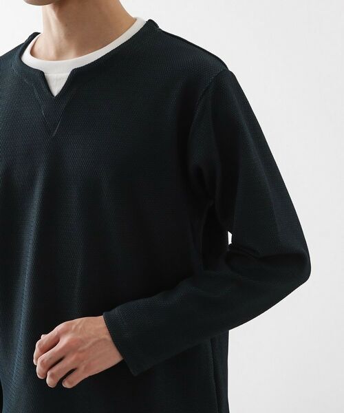 THE SHOP TK / ザ ショップ ティーケー カットソー | 【一枚でコーディネートが完成！】レイヤード風キーネック長袖Tシャツ 洗濯機OK | 詳細21