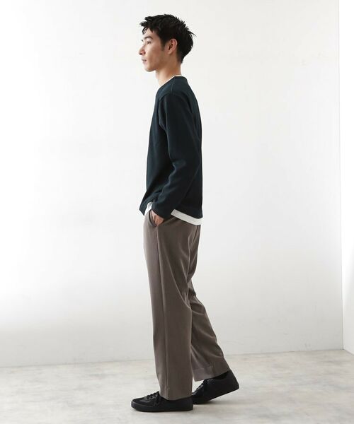 THE SHOP TK / ザ ショップ ティーケー カットソー | 【一枚でコーディネートが完成！】レイヤード風キーネック長袖Tシャツ 洗濯機OK | 詳細3