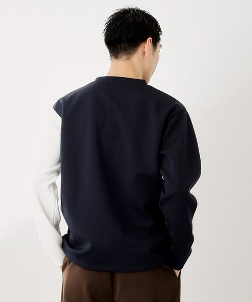 THE SHOP TK / ザ ショップ ティーケー カットソー | 【一枚で着映える】パターンブロッキング長袖Tシャツ 洗濯機OK | 詳細10