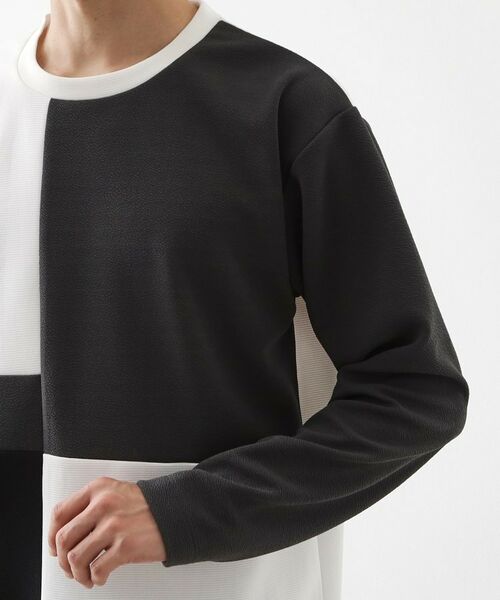 THE SHOP TK / ザ ショップ ティーケー カットソー | 【一枚で着映える】パターンブロッキング長袖Tシャツ 洗濯機OK | 詳細17