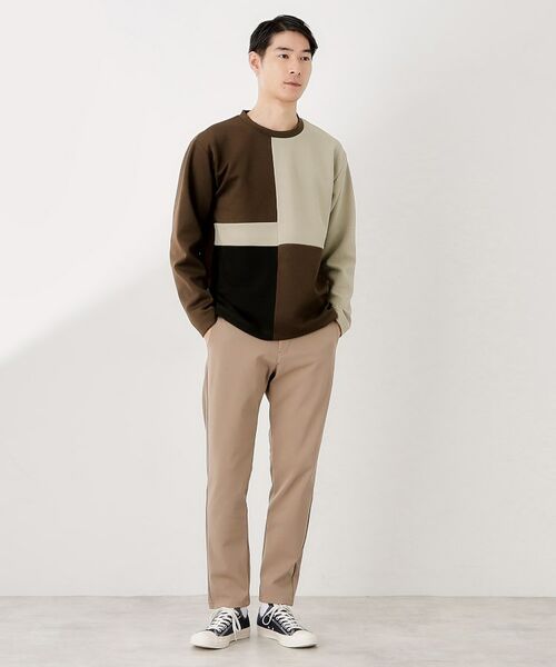 THE SHOP TK / ザ ショップ ティーケー カットソー | 【一枚で着映える】パターンブロッキング長袖Tシャツ 洗濯機OK | 詳細7